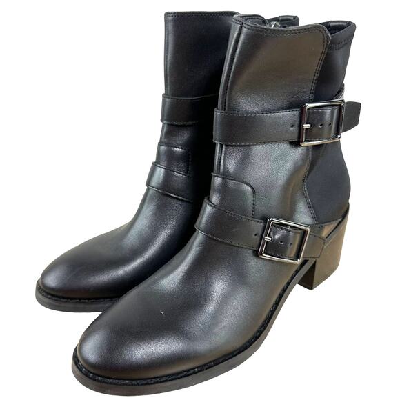 Donald Pliner Darby Double Buckle Side Zip Black Boot Size 8 New Without Box - Picture 3 of 7